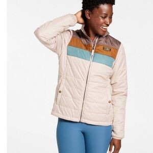 L.L. Bean Mountain Classic Puffer Jacket Taupe Brown/Gray Birch Women’s M Petite